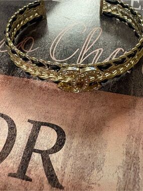 Luxury inspired Gold and Black Braided Chain Cuff Bracelet NWOT